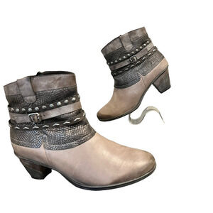 Remonte Womens Leather Gray Cheyenne Western Bootie Ankle Boot Size 10